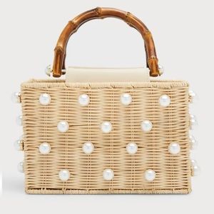 BTB Los Angeles Chloe Pearl Beaded Top-Handle Box Bag. Like new condition